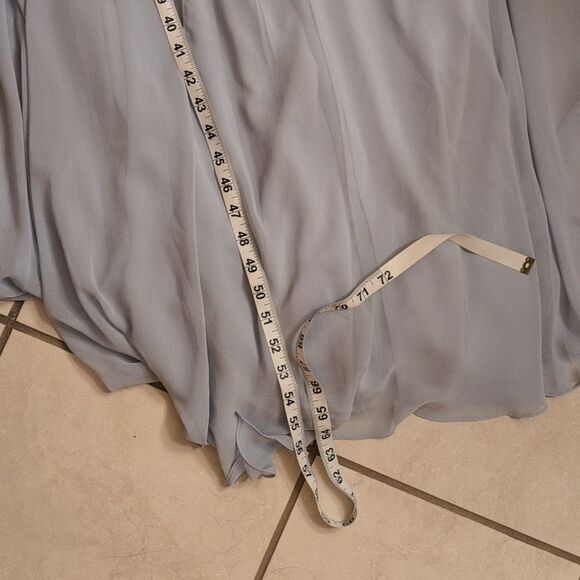 NWT After Six Maxi Dress Mist Blue Tie Back Leg Slit Size 4 - Picture 9 of 10